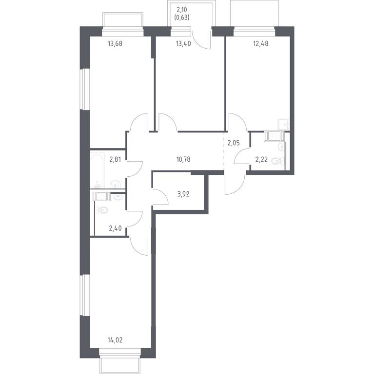 2-BD Apartment Sale, 77平方米 at Tomilino Park, 1-y kvartal, posyolok Zhilino-1, Lubertsy City District, Moscow Region, Russia #1