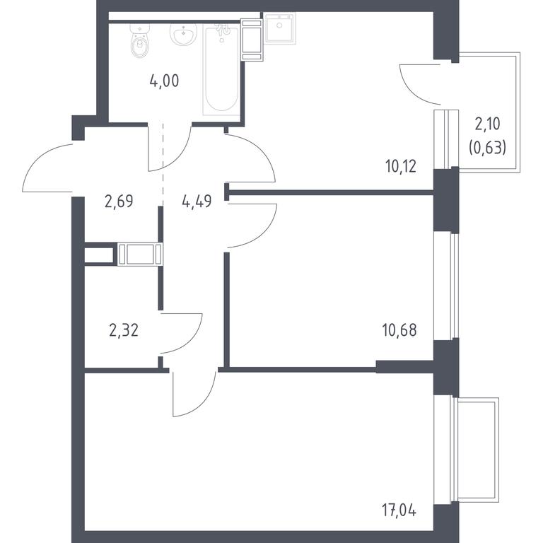 Продажа 1-комн. квартиры, 51,97 м² в ЖК «Томилино Парк», 1-й квартал, посёлок Жилино-1, городской округ Люберцы, Московская область, Россия #1