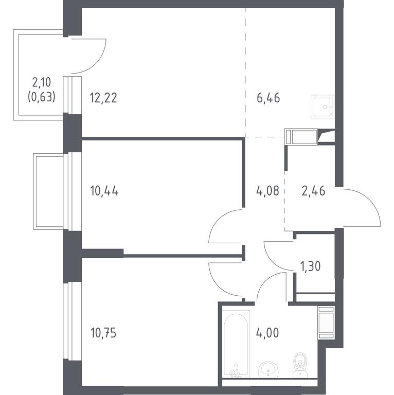 1-BD Apartment Sale, 52 sq. m. at Tomilino Park, 1-y kvartal, posyolok Zhilino-1, Lubertsy City District, Moscow Region, Russia #1 1-BD Apartment Sale, 52 sq. m. at Tomilino Park, 1-y kvartal, posyolok Zhilino-1, Lubertsy City District, Moscow Region, Russia #1