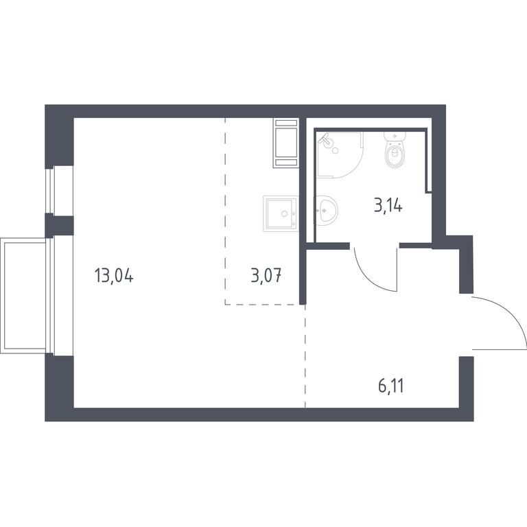 Apartment Sale, 25.36 sq. m. at Tomilino Park, 1-y kvartal, posyolok Zhilino-1, Lubertsy City District, Moscow Region, Russia #1