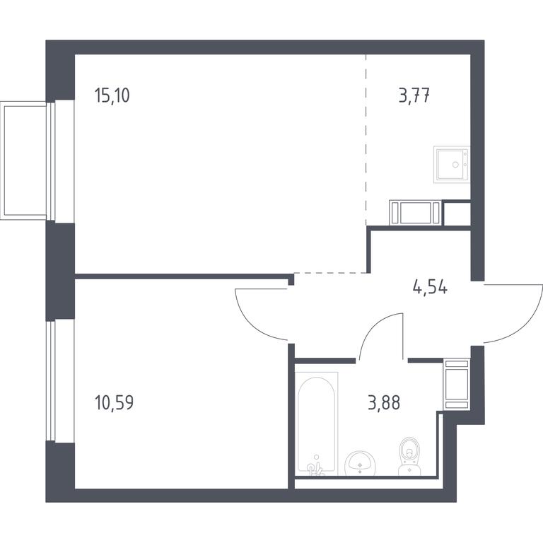 Продажа 1-комн. квартиры, 37,88 м² в ЖК «Томилино Парк», 1-й квартал, посёлок Жилино-1, городской округ Люберцы, Московская область, Россия #1