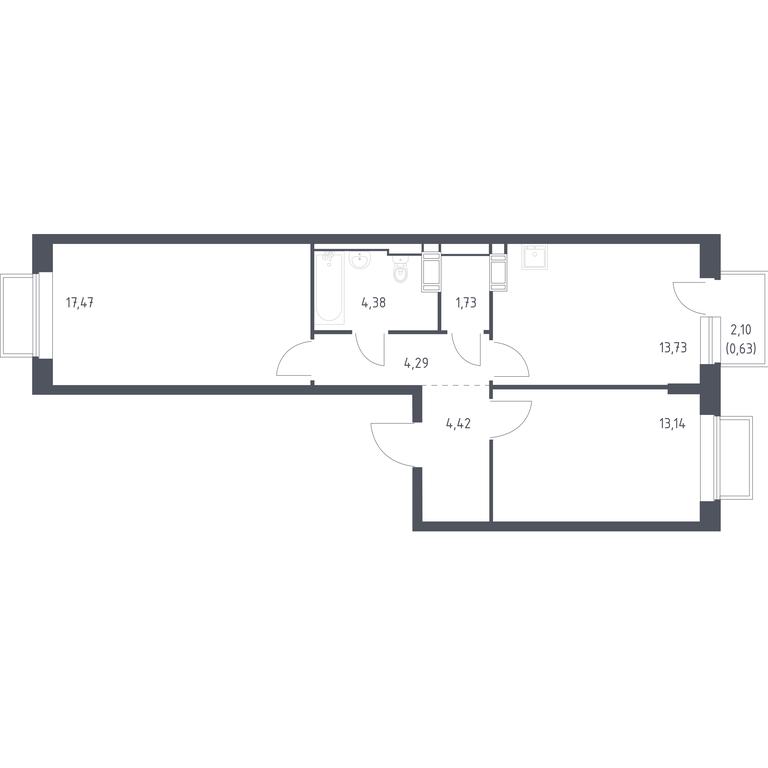 1-BD Apartment Sale, 59.3平方米 at Tomilino Park, 1-y kvartal, posyolok Zhilino-1, Lubertsy City District, Moscow Region, Russia #1 1-BD Apartment Sale, 59.3平方米 at Tomilino Park, 1-y kvartal, posyolok Zhilino-1, Lubertsy City District, Moscow Region, Russia #1