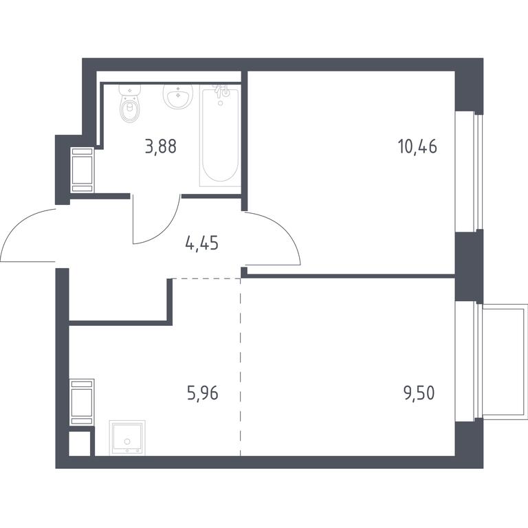 Apartment Sale, 34.1平方米 at Tomilino Park, 1-y kvartal, posyolok Zhilino-1, Lubertsy City District, Moscow Region, Russia #1