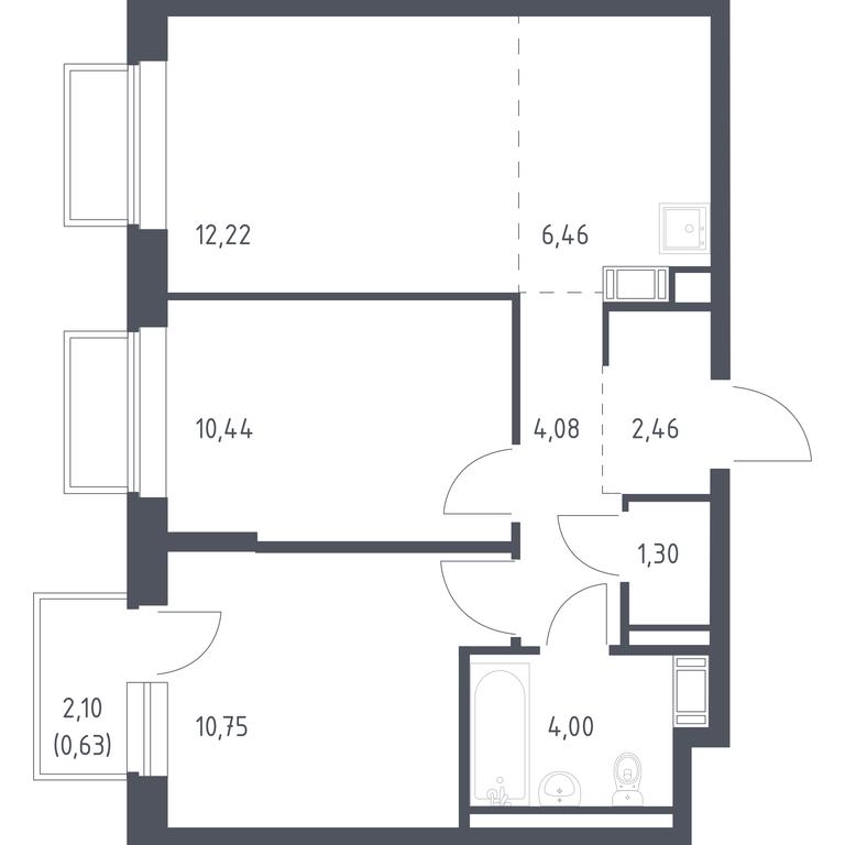 1-BD Apartment Sale, 51.9 sq. m. at Tomilino Park, 1-y kvartal, posyolok Zhilino-1, Lubertsy City District, Moscow Region, Russia #1 1-BD Apartment Sale, 51.9 sq. m. at Tomilino Park, 1-y kvartal, posyolok Zhilino-1, Lubertsy City District, Moscow Region, Russia #1