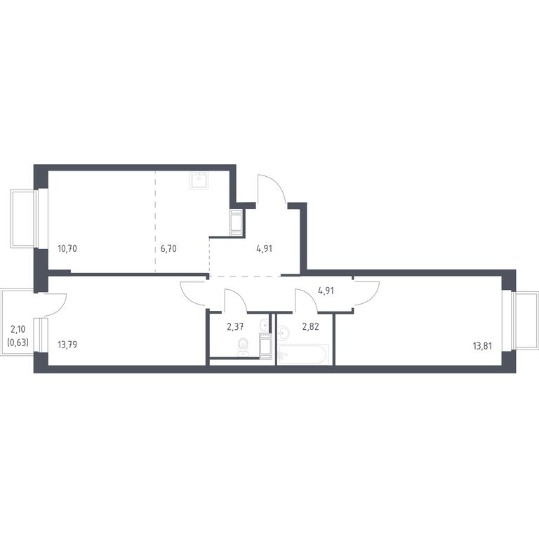Продажа 1-комн. квартиры, 60,5 м² в ЖК «Томилино Парк», 1-й квартал, посёлок Жилино-1, городской округ Люберцы, Московская область, Россия #1