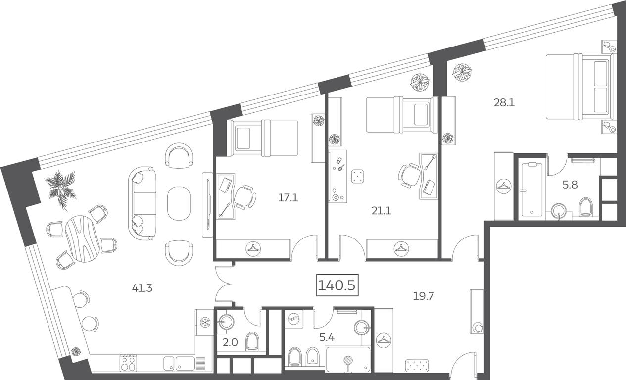 3-BD Apartment Sale, 140.5平方米 at Sky House, Mytnaya Street, 40к1, Moscow, Russia #1 3-BD Apartment Sale, 140.5平方米 at Sky House, Mytnaya Street, 40к1, Moscow, Russia #1