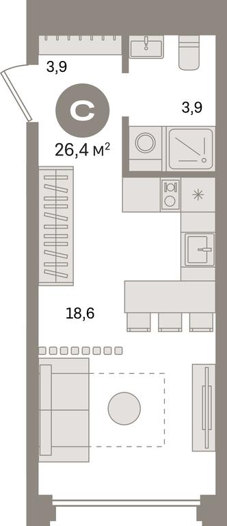 Apartment Sale, 26.4 sq. m. at Dom A, Dubininskaya Street, вл59к2, Moscow, Russia #1