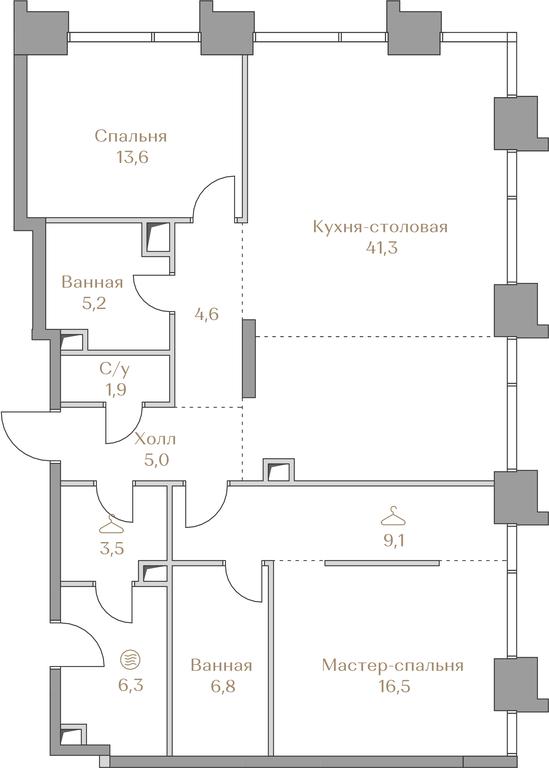2-BD Apartment Sale, 113.8 sq. m. at Luzhniki Collection, Luzhnetskaya Embankment, 2/4с17, Moscow, Russia #1