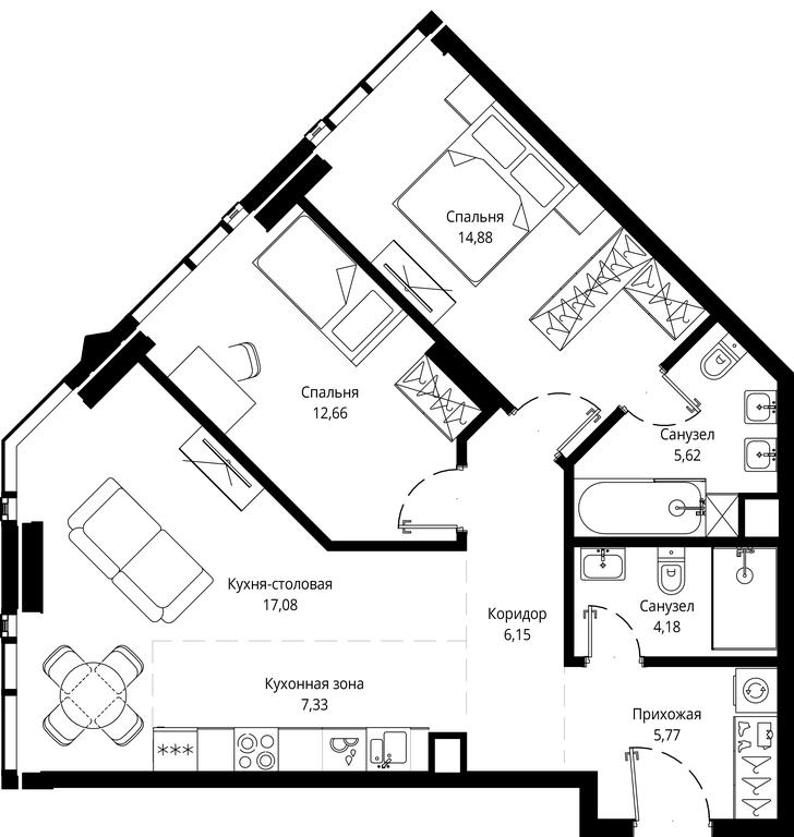 2-BD Apartment Sale, 73.33 sq. m. at Jois, 3rd Silikatny Drive, 10, Moscow, Russia #1