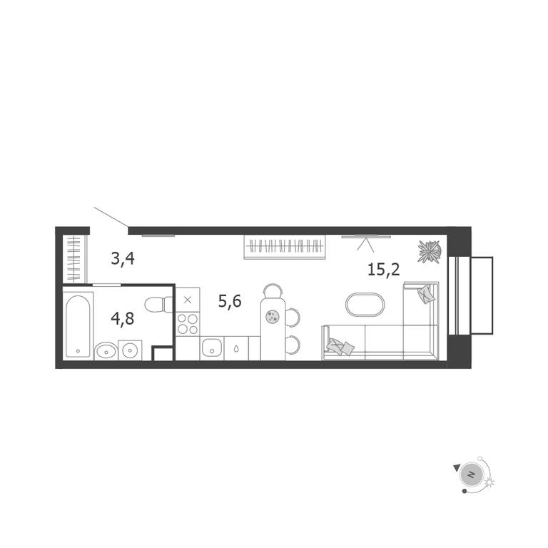 1-BD Apartment Sale, 29平方米 at Shagal, Автозаводская улица, 23, Москва, Россия #1 1-BD Apartment Sale, 29平方米 at Shagal, Автозаводская улица, 23, Москва, Россия #1