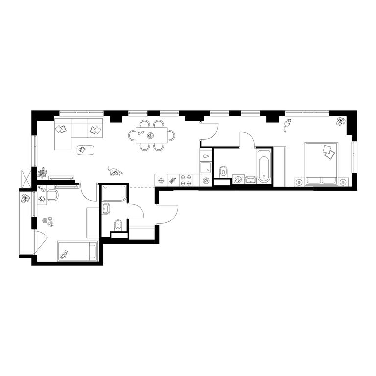 2-BD Apartment Sale, 63.8平方米 at Kavkazskiy Bulvar 51, Kavkazsky Boulevard, 51с3, Moscow, Russia #1