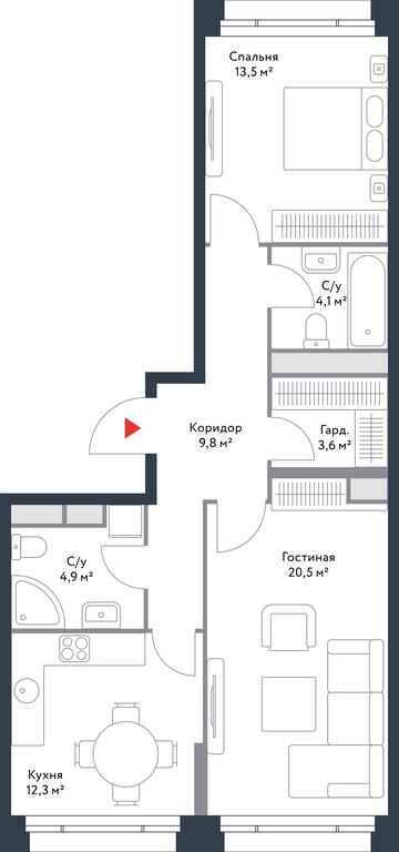 1-BD Apartment Sale, 69平方米 at River Park, Korabelnaya Street, 17к1, Moscow, Russia #1 1-BD Apartment Sale, 69平方米 at River Park, Korabelnaya Street, 17к1, Moscow, Russia #1