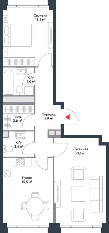 1-BD Apartment Sale, 68.1 sq. m. at River Park, Korabelnaya Street, 17к1, Moscow, Russia #1 1-BD Apartment Sale, 68.1 sq. m. at River Park, Korabelnaya Street, 17к1, Moscow, Russia #1