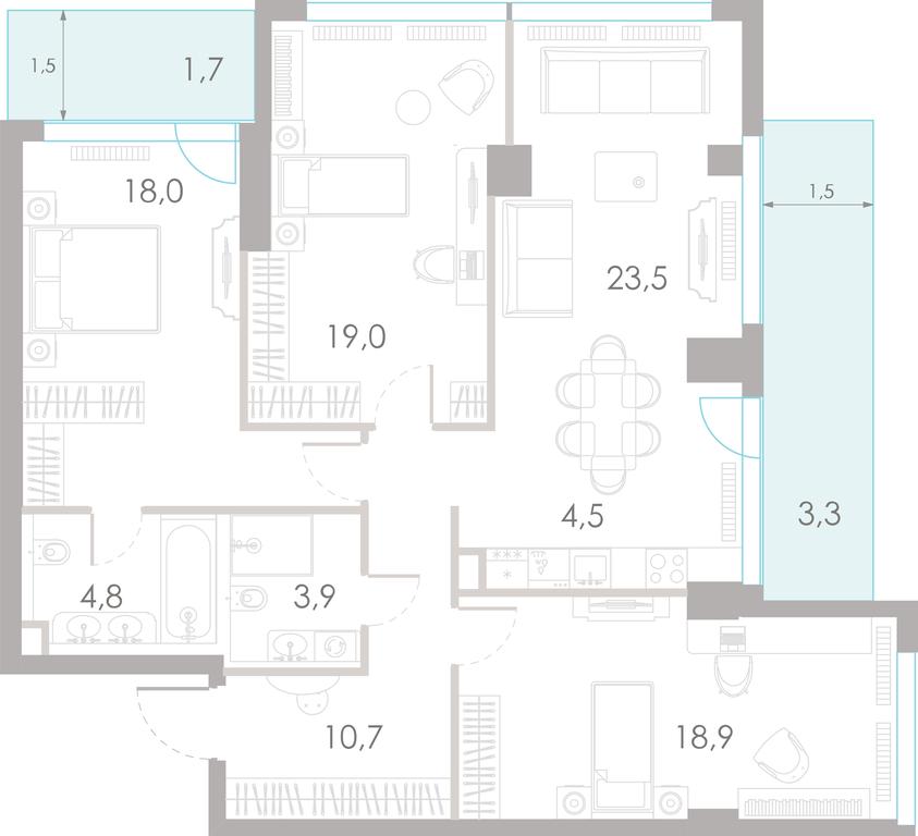 3-BD Apartment Sale, 108.3 sq. m. at River Park Towers, Kutuzovsky Drive, 16с1, Moscow, Russia #1 3-BD Apartment Sale, 108.3 sq. m. at River Park Towers, Kutuzovsky Drive, 16с1, Moscow, Russia #1
