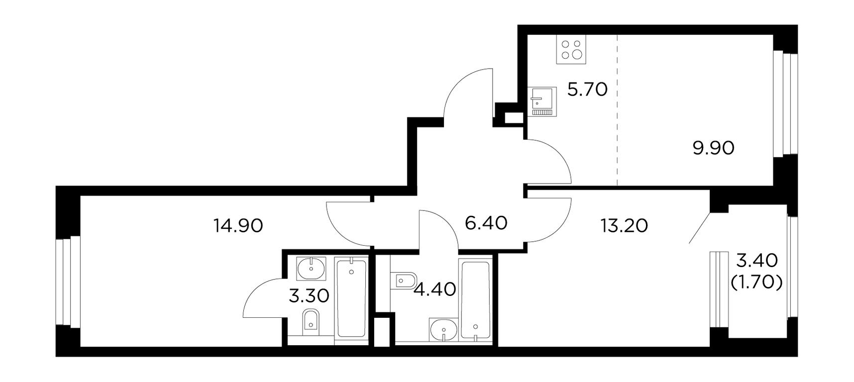 2-BD Apartment Sale, 59.5平方米 at Belyi Grad, Tsentralnaya Street, 1, Mytischi, Moscow Region, Russia #1 2-BD Apartment Sale, 59.5平方米 at Belyi Grad, Tsentralnaya Street, 1, Mytischi, Moscow Region, Russia #1