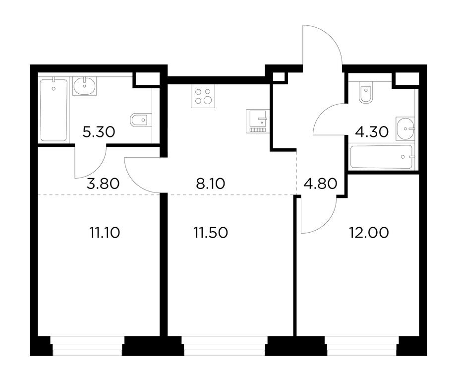 2-BD Apartment Sale, 60.9平方米 at Belyi Grad, Tsentralnaya Street, 1, Mytischi, Moscow Region, Russia #1 2-BD Apartment Sale, 60.9平方米 at Belyi Grad, Tsentralnaya Street, 1, Mytischi, Moscow Region, Russia #1