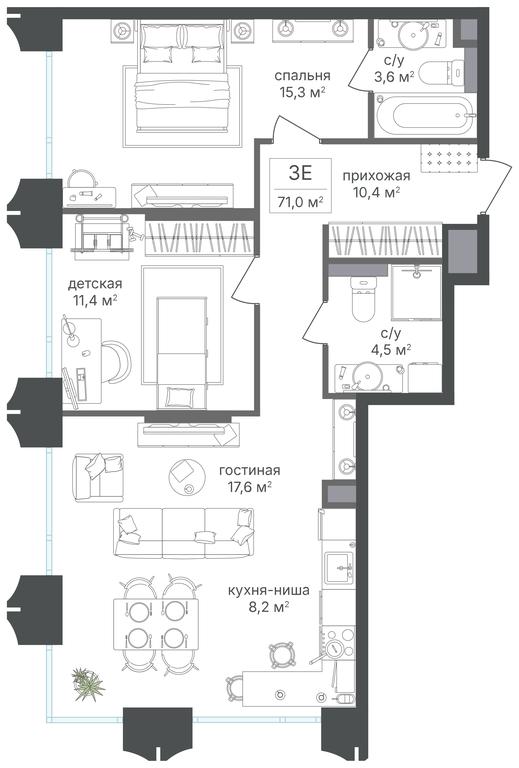 2-BD Apartment Sale, 71平方米 at Petrovskiy Park II, Stary Petrovsko-Razumovsky Drive, 1/23, Moscow, Russia #2 2-BD Apartment Sale, 71平方米 at Petrovskiy Park II, Stary Petrovsko-Razumovsky Drive, 1/23, Moscow, Russia #2