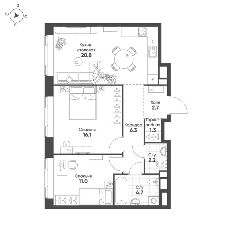 Продажа 2-комн. квартиры, 65,1 м² в ЖК «MariInn Park (Мариин парк)», Октябрьская улица, 103, Москва, Россия #1 Продажа 2-комн. квартиры, 65,1 м² в ЖК «MariInn Park (Мариин парк)», Октябрьская улица, 103, Москва, Россия #1