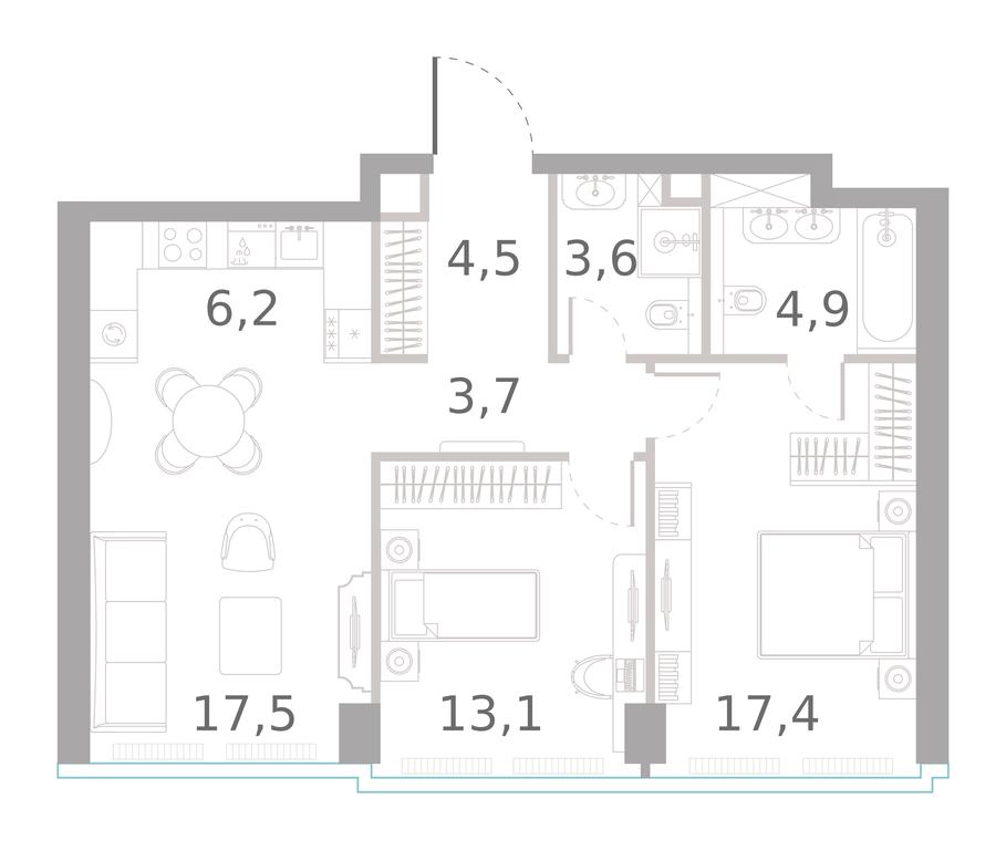 2-BD Apartment Sale, 70.9 sq. m. at River Park Towers, Kutuzovsky Drive, 16с1, Moscow, Russia #1 2-BD Apartment Sale, 70.9 sq. m. at River Park Towers, Kutuzovsky Drive, 16с1, Moscow, Russia #1