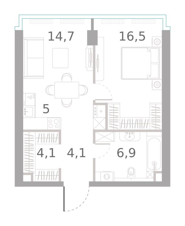 1-BD Apartment Sale, 51.3 sq. m. at River Park Towers, Kutuzovsky Drive, 16с1, Moscow, Russia #1
