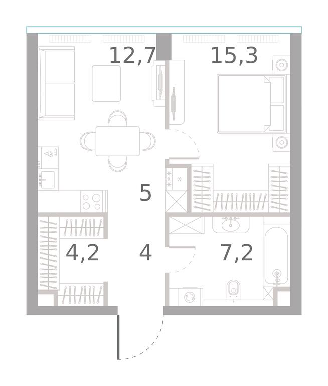 1-BD Apartment Sale, 48.4 sq. m. at River Park Towers, Kutuzovsky Drive, 16с1, Moscow, Russia #1