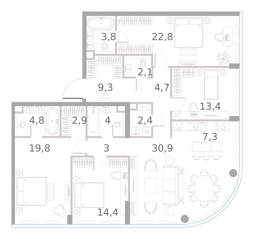 4-BD Apartment Sale, 145.6 sq. m. at River Park Towers, Kutuzovsky Drive, 16с1, Moscow, Russia #1
