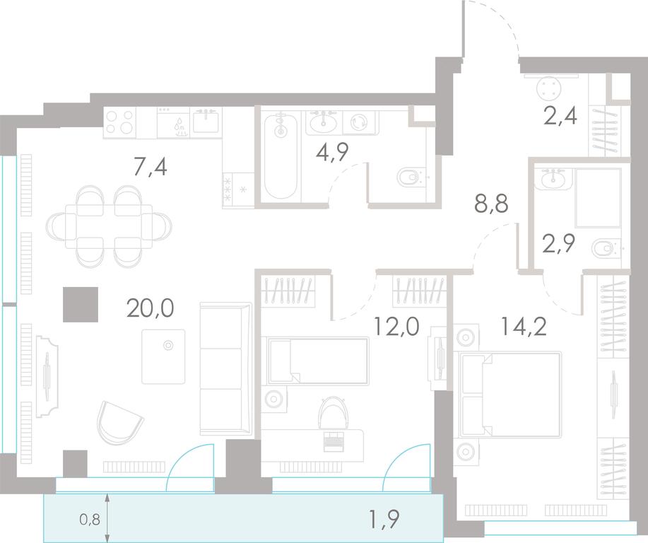 2-BD Apartment Sale, 74.5 sq. m. at River Park Towers, Kutuzovsky Drive, 16с1, Moscow, Russia #1 2-BD Apartment Sale, 74.5 sq. m. at River Park Towers, Kutuzovsky Drive, 16с1, Moscow, Russia #1