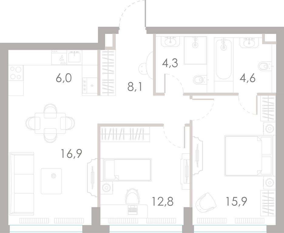 2-BD Apartment Sale, 68.6平方米 at River Park Towers, Kutuzovsky Drive, 16с1, Moscow, Russia #1 2-BD Apartment Sale, 68.6平方米 at River Park Towers, Kutuzovsky Drive, 16с1, Moscow, Russia #1