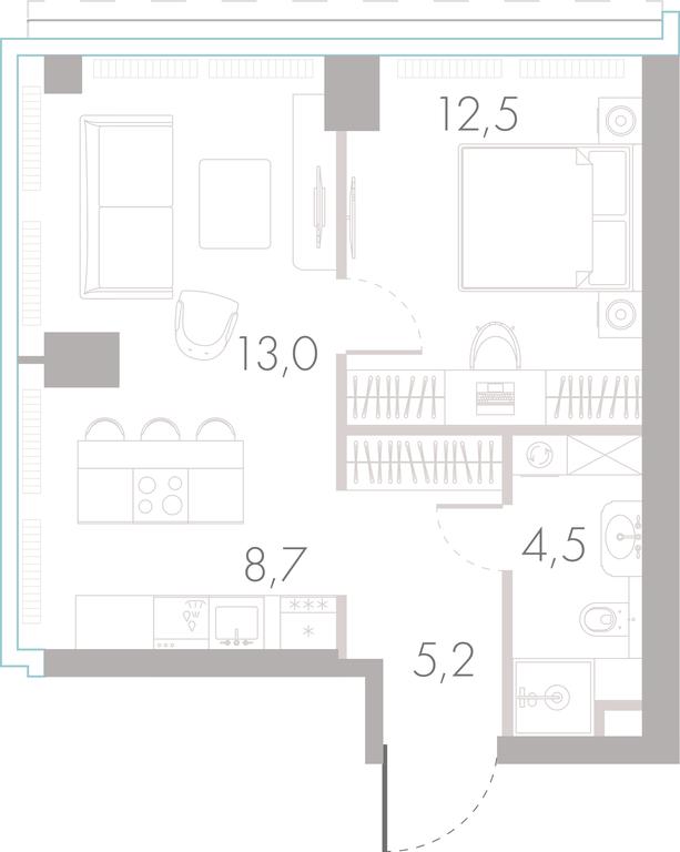 1-BD Apartment Sale, 43.9 sq. m. at River Park Towers, Kutuzovsky Drive, 16с1, Moscow, Russia #1 1-BD Apartment Sale, 43.9 sq. m. at River Park Towers, Kutuzovsky Drive, 16с1, Moscow, Russia #1