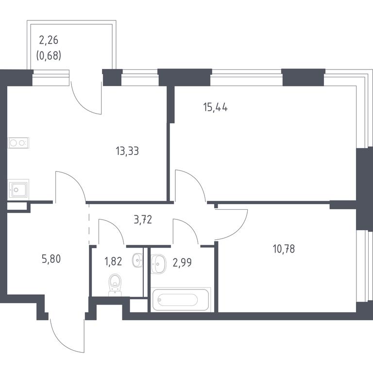 1-BD Apartment Sale, 54.56平方米 at Egorovo Park, 1-y kvartal, posyolok Zhilino-1, Lubertsy City District, Moscow Region, Russia #1 1-BD Apartment Sale, 54.56平方米 at Egorovo Park, 1-y kvartal, posyolok Zhilino-1, Lubertsy City District, Moscow Region, Russia #1