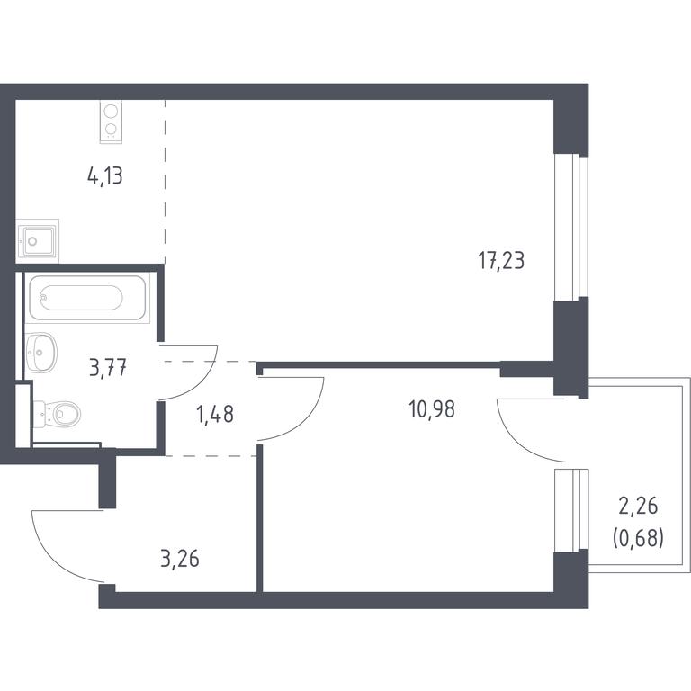 Apartment Sale, 41.53平方米 at Egorovo Park, 1-y kvartal, posyolok Zhilino-1, Lubertsy City District, Moscow Region, Russia #1