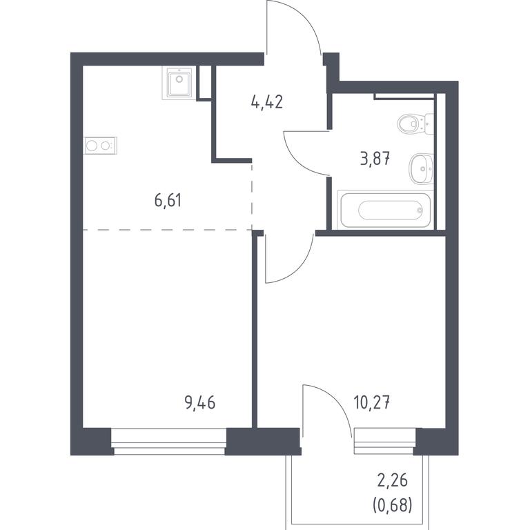 Apartment Sale, 35.31平方米 at Egorovo Park, 1-y kvartal, posyolok Zhilino-1, Lubertsy City District, Moscow Region, Russia #1
