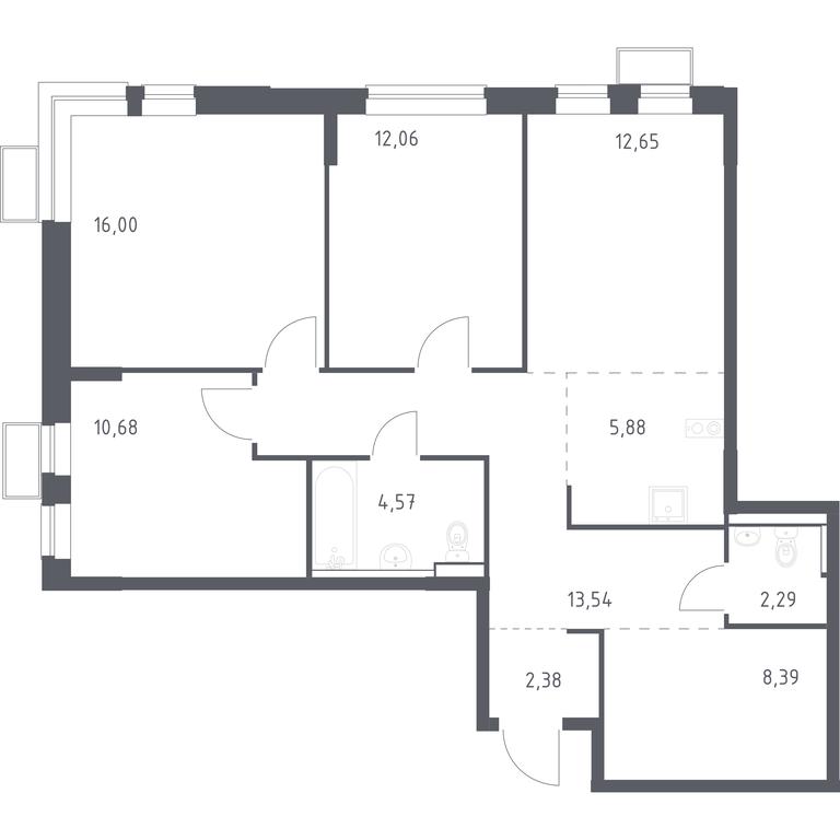 2-BD Apartment Sale, 88.44平方米 at Egorovo Park, 1-y kvartal, posyolok Zhilino-1, Lubertsy City District, Moscow Region, Russia #1 2-BD Apartment Sale, 88.44平方米 at Egorovo Park, 1-y kvartal, posyolok Zhilino-1, Lubertsy City District, Moscow Region, Russia #1