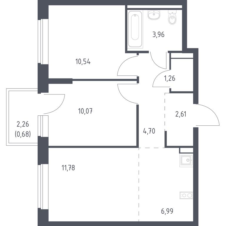 1-BD Apartment Sale, 52.59平方米 at Egorovo Park, 1-y kvartal, posyolok Zhilino-1, Lubertsy City District, Moscow Region, Russia #1 1-BD Apartment Sale, 52.59平方米 at Egorovo Park, 1-y kvartal, posyolok Zhilino-1, Lubertsy City District, Moscow Region, Russia #1