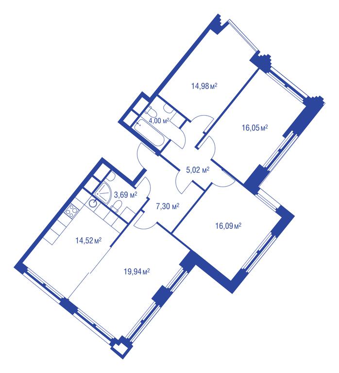 2-BD Apartment Sale, 107 sq. m. at iLove, улица Бочкова, 11А, Москва, Россия #1 2-BD Apartment Sale, 107 sq. m. at iLove, улица Бочкова, 11А, Москва, Россия #1