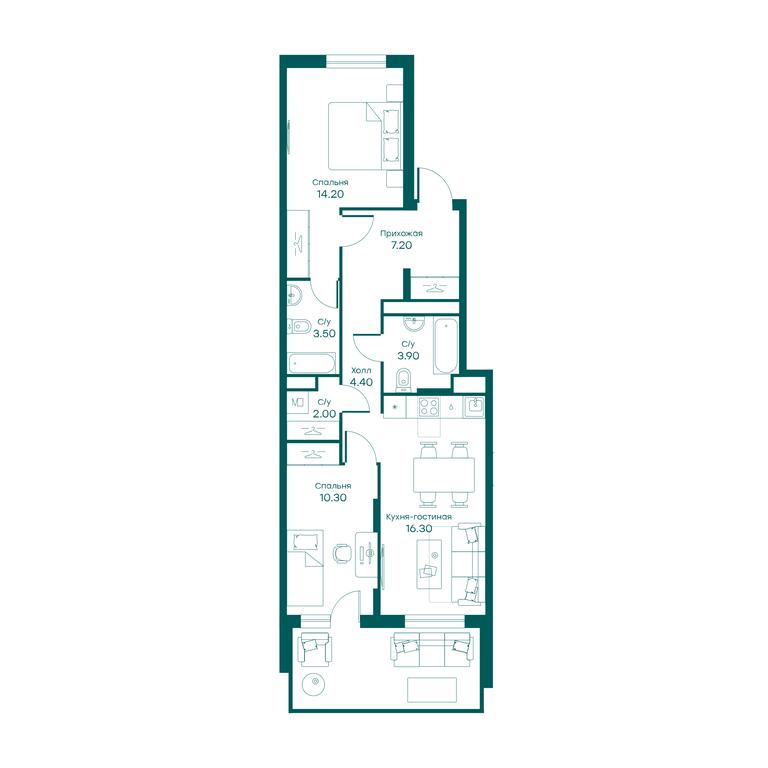 2-BD Apartment Sale, 62.1平方米 at Ravnovesie, zhiloy kompleks Ravnovesiye, selo Perkhushkovo, Odintsovskiy City District, Moscow Region, Russia #1 2-BD Apartment Sale, 62.1平方米 at Ravnovesie, zhiloy kompleks Ravnovesiye, selo Perkhushkovo, Odintsovskiy City District, Moscow Region, Russia #1