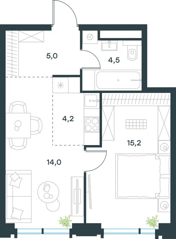 1-BD Apartment Sale, 42.9 sq. m. at Level Akademicheskaya, Profsoyuznaya Street, 2/22, Moscow, Russia #1