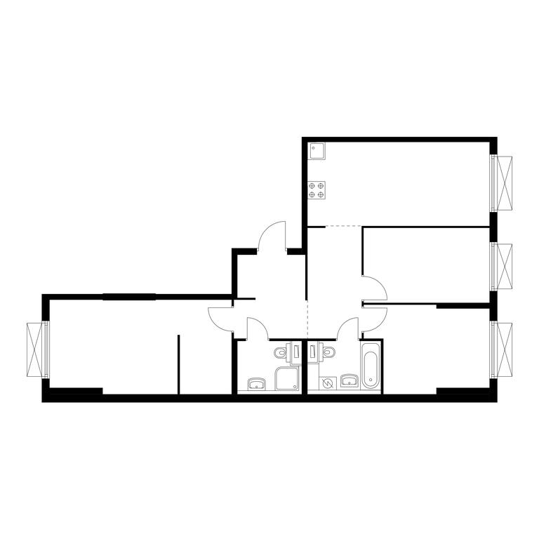 3-BD Apartment Sale, 80.1平方米 at Kolskaya 8, Kolskaya Street, 8с16, Moscow, Russia #1