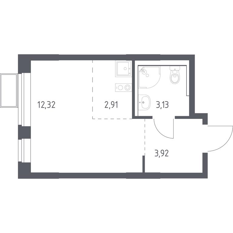 Apartment Sale, 22.28 sq. m. at Kvartal Saburovo, derevnya Saburovo, 198, Krasnogorsk City District, Moscow Region, Russia #1