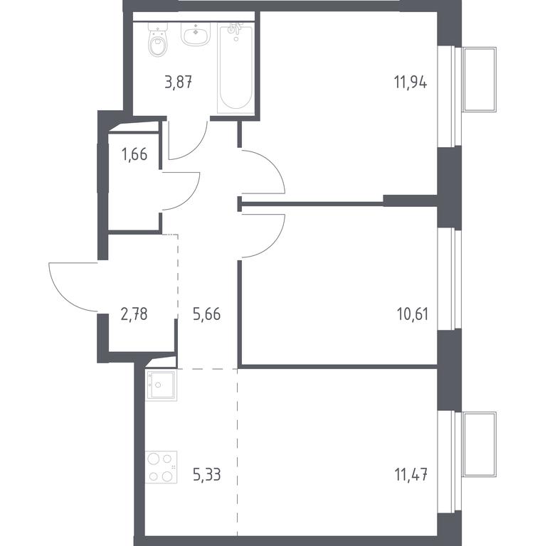 2-BD Apartment Sale, 53.32 sq. m. at Kvartal Saburovo, derevnya Saburovo, 198, Krasnogorsk City District, Moscow Region, Russia #1 2-BD Apartment Sale, 53.32 sq. m. at Kvartal Saburovo, derevnya Saburovo, 198, Krasnogorsk City District, Moscow Region, Russia #1