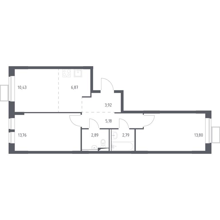 2-BD Apartment Sale, 59.64 sq. m. at Kvartal Saburovo, derevnya Saburovo, 198, Krasnogorsk City District, Moscow Region, Russia #1