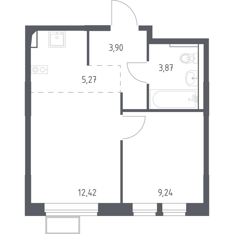 1-BD Apartment Sale, 34.7 sq. m. at Kvartal Saburovo, derevnya Saburovo, 198, Krasnogorsk City District, Moscow Region, Russia #1