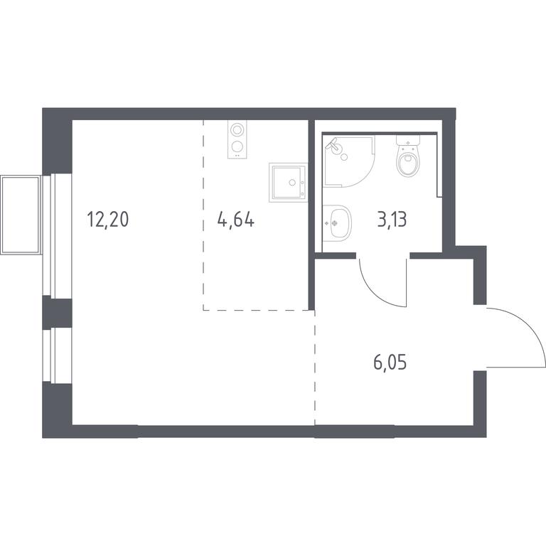 Apartment Sale, 26.02 sq. m. at Kvartal Saburovo, derevnya Saburovo, 198, Krasnogorsk City District, Moscow Region, Russia #1