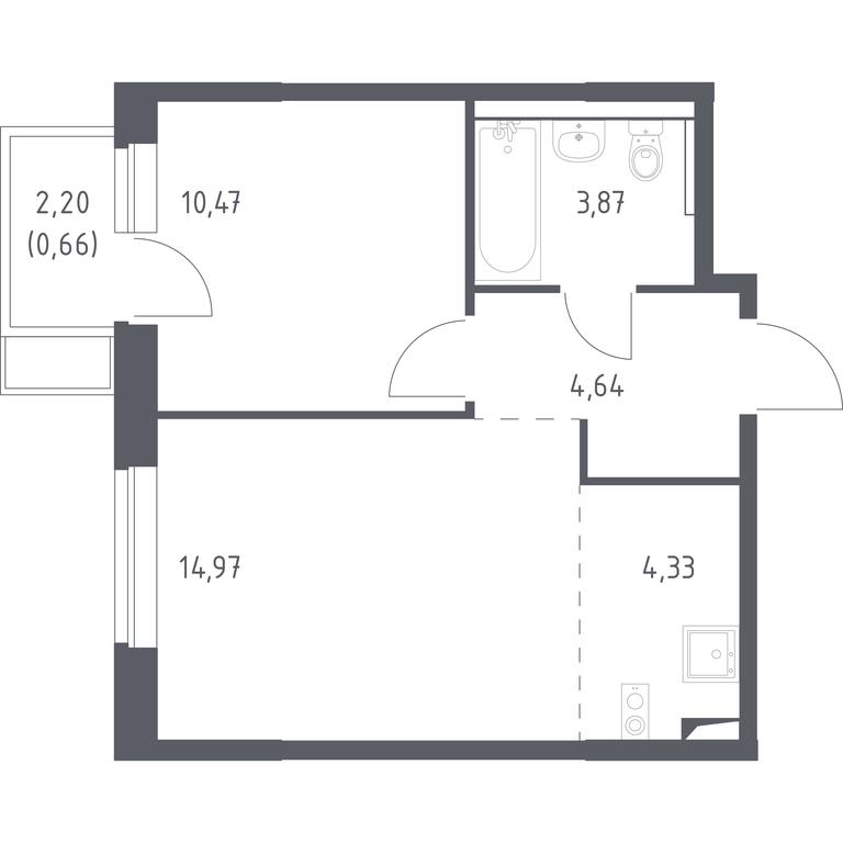 Продажа 1-комн. квартиры, 38,94 м² в ЖК «Квартал Сабурово», деревня Сабурово, 198, городской округ Красногорск, Московская область, Россия #1