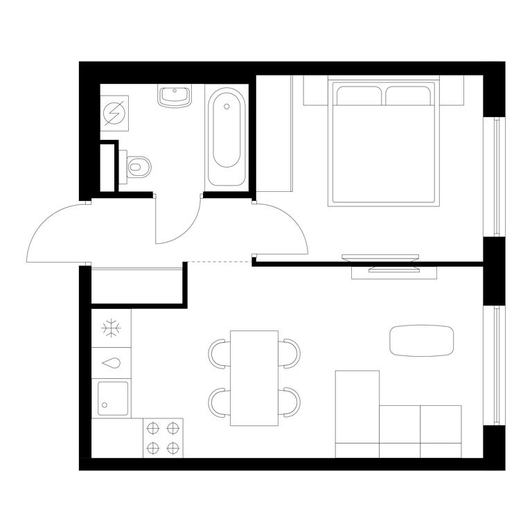 1-BD Apartment Sale, 35.9平方米 at Kutuzovskiy Kvartal, Ivana Franko Street, 20к1, Moscow, Russia #2