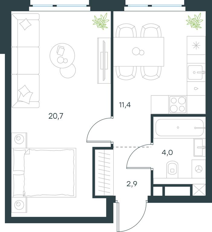 Apartment Sale, 39 sq. m. at Level Michurinskiy, Озёрная улица, вл1, Москва, Россия #1