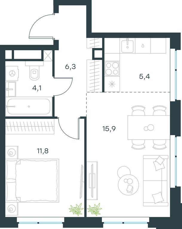 1-BD Apartment Sale, 43.5 sq. m. at Level Michurinskiy, Озёрная улица, вл1, Москва, Россия #1 1-BD Apartment Sale, 43.5 sq. m. at Level Michurinskiy, Озёрная улица, вл1, Москва, Россия #1