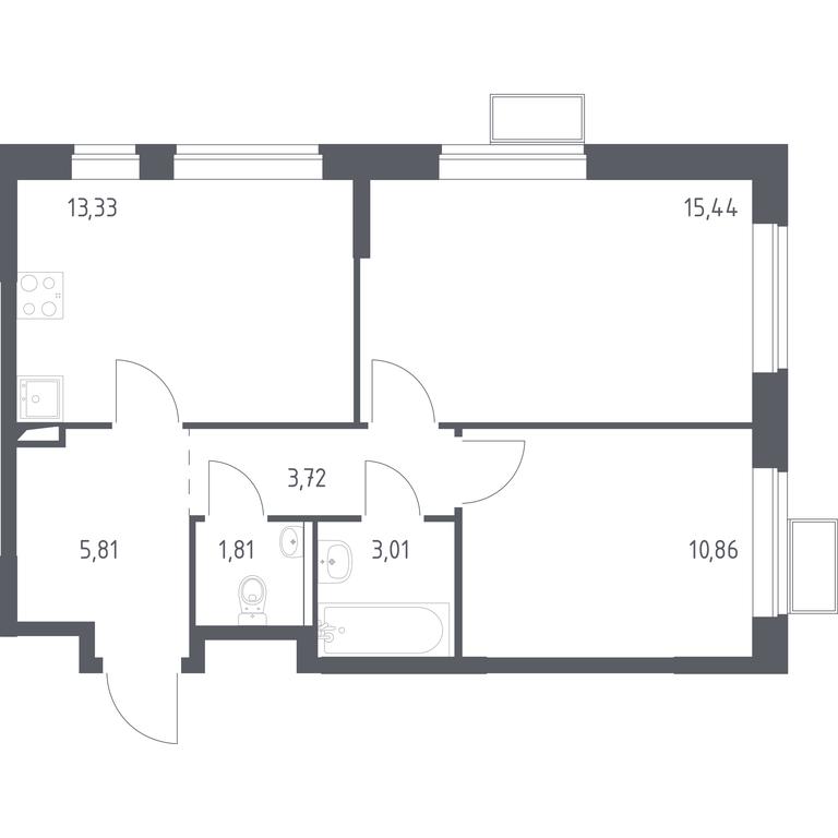 1-BD Apartment Sale, 53.98 sq. m. at Kvartal Saburovo, derevnya Saburovo, 198, Krasnogorsk City District, Moscow Region, Russia #1