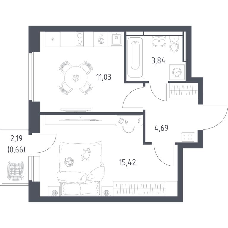 Apartment Sale, 35.64 sq. m. at Novoe Vidnoe, Kalinovka Village, Leninskiy City District, Moscow Region, Russia #1