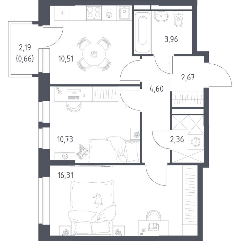 1-BD Apartment Sale, 51.8 sq. m. at Novoe Vidnoe, Kalinovka Village, Leninskiy City District, Moscow Region, Russia #1 1-BD Apartment Sale, 51.8 sq. m. at Novoe Vidnoe, Kalinovka Village, Leninskiy City District, Moscow Region, Russia #1